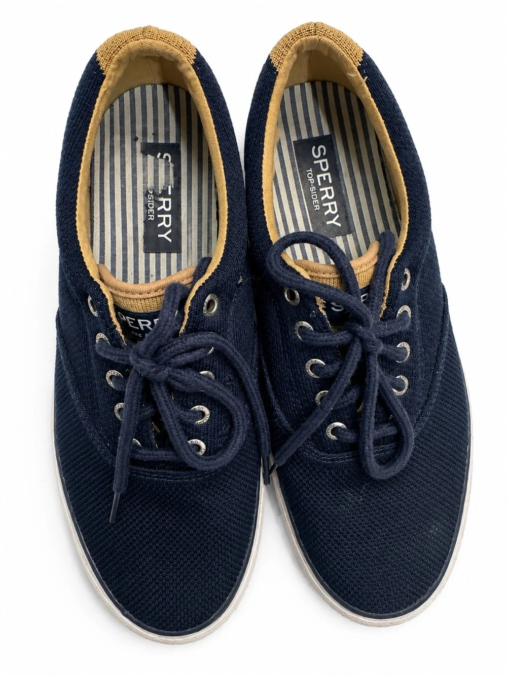 Sperry Top-Sider Men’s 10.5M Navy Canvas Lace-Up Sneakers Casual Shoes